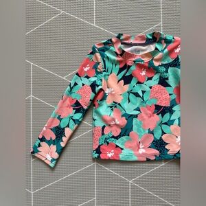 Carters|Baby girl/toddler long sleeve rash guard swimwear in colorful florals•2T